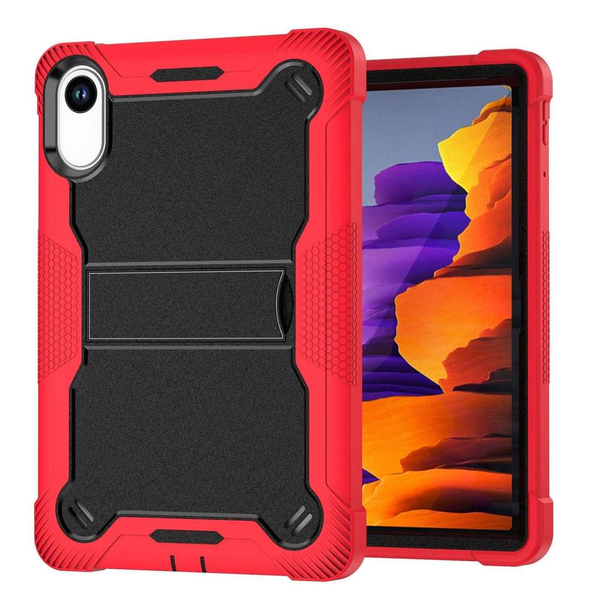 For Xiaomi Redmi Pad 2 Shockproof Silicone Hybrid PC Tablet Case with Holder(Black + Red)