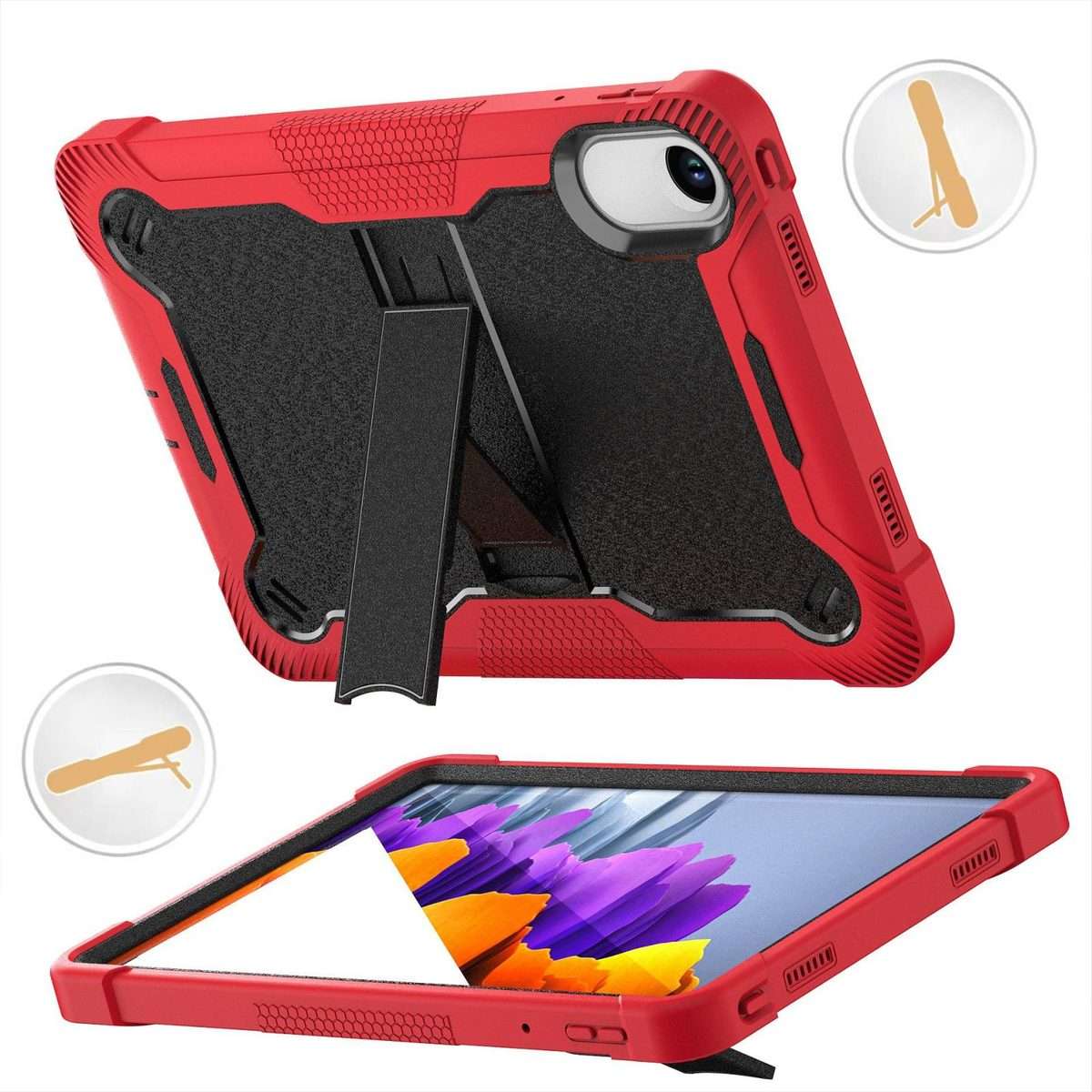 For Xiaomi Redmi Pad 2 Shockproof Silicone Hybrid PC Tablet Case with Holder(Black + Red)