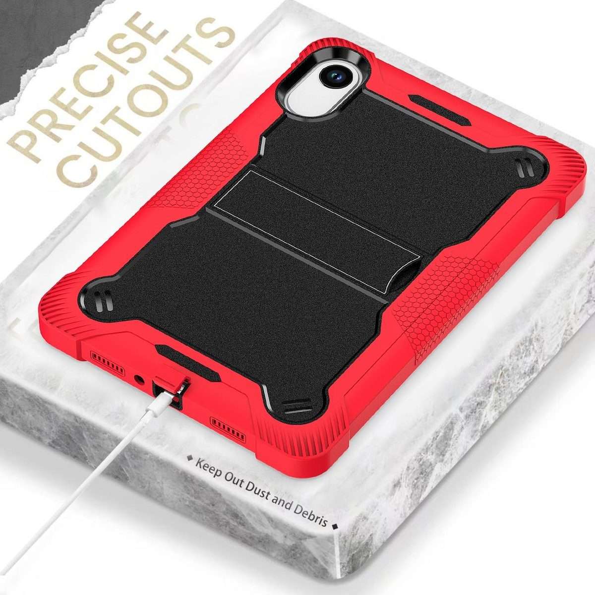 For Xiaomi Redmi Pad 2 Shockproof Silicone Hybrid PC Tablet Case with Holder(Black + Red)