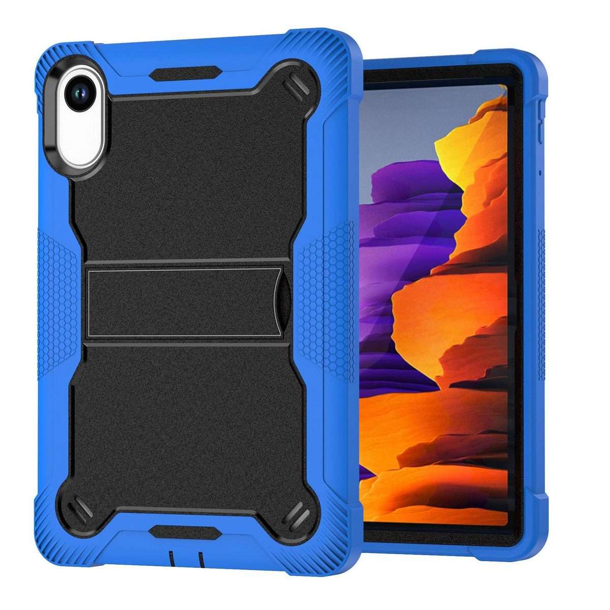 For Xiaomi Redmi Pad 2 Shockproof Silicone Hybrid PC Tablet Case with Holder(Black + Dark Blue)