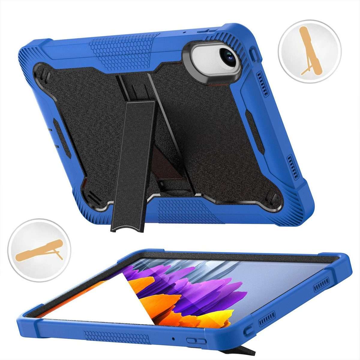 For Xiaomi Redmi Pad 2 Shockproof Silicone Hybrid PC Tablet Case with Holder(Black + Dark Blue)