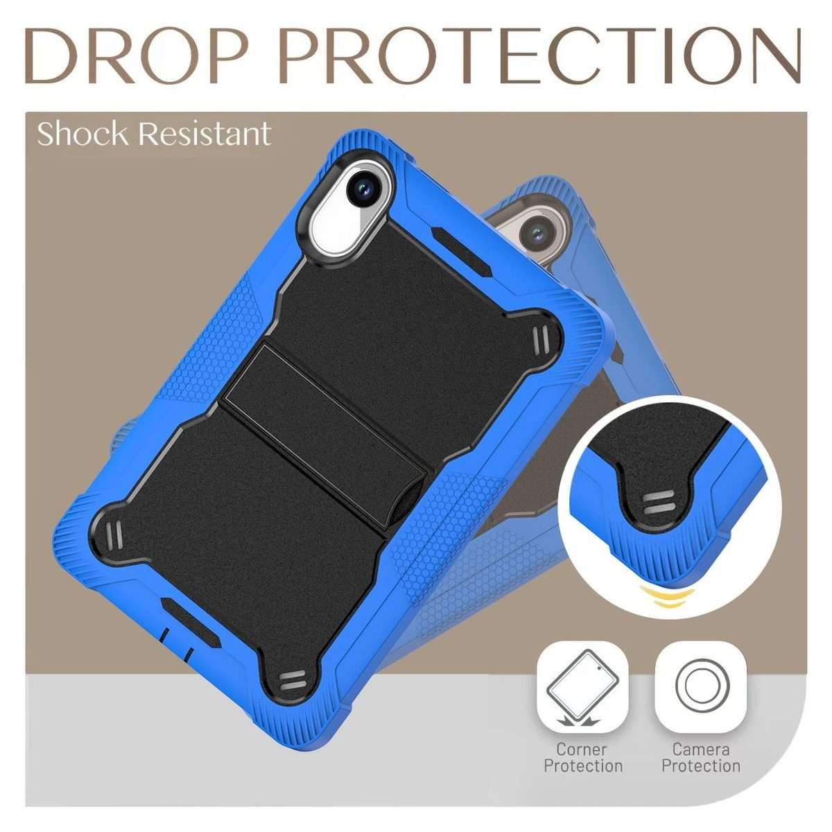 For Xiaomi Redmi Pad 2 Shockproof Silicone Hybrid PC Tablet Case with Holder(Black + Dark Blue)