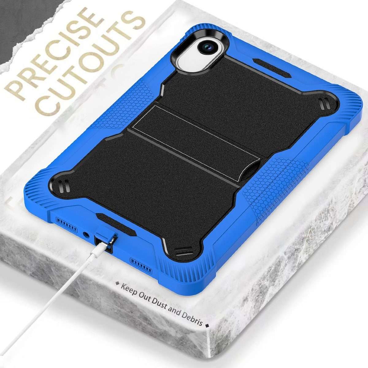 For Xiaomi Redmi Pad 2 Shockproof Silicone Hybrid PC Tablet Case with Holder(Black + Dark Blue)