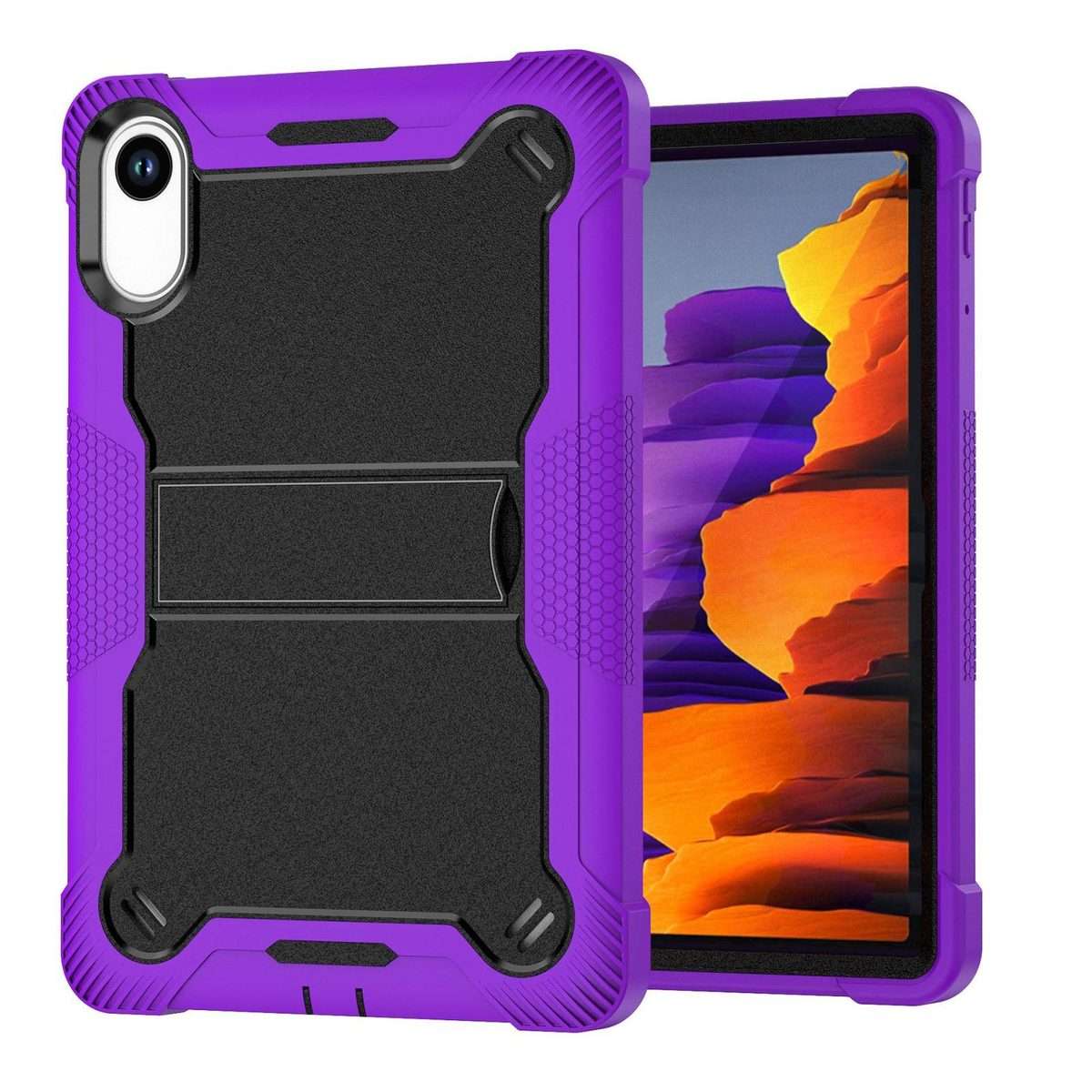 For Xiaomi Redmi Pad 2 Shockproof Silicone Hybrid PC Tablet Case with Holder(Black + Purple)