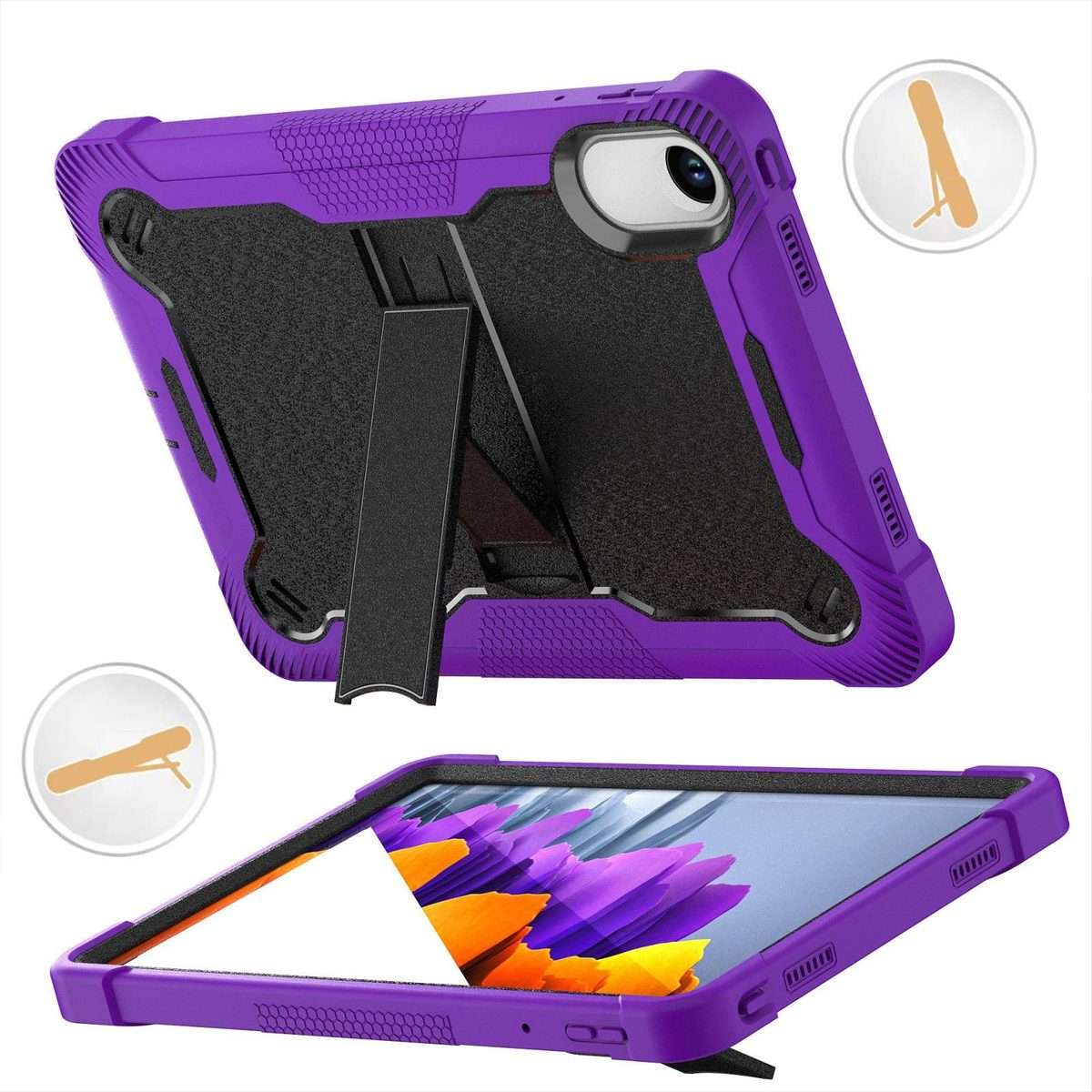 For Xiaomi Redmi Pad 2 Shockproof Silicone Hybrid PC Tablet Case with Holder(Black + Purple)