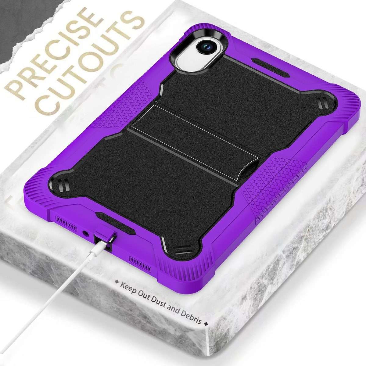 For Xiaomi Redmi Pad 2 Shockproof Silicone Hybrid PC Tablet Case with Holder(Black + Purple)