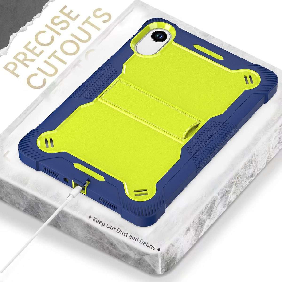 For Xiaomi Redmi Pad 2 Shockproof Silicone Hybrid PC Tablet Case wi ... (Yellow Green + Navy Blue)