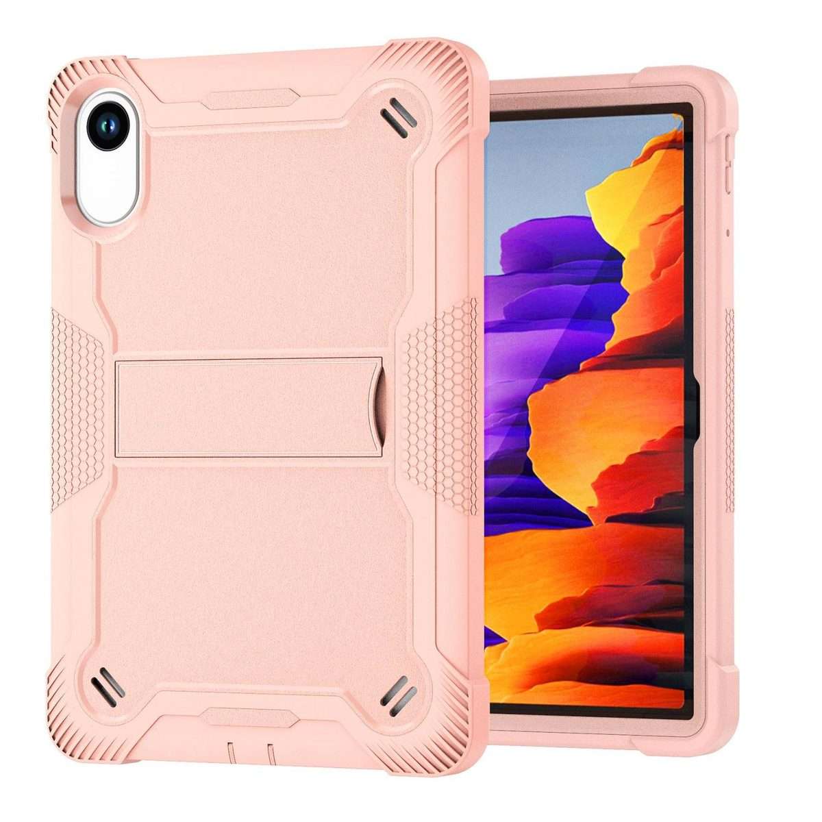For Xiaomi Redmi Pad 2 Shockproof Silicone Hybrid PC Tablet Case with Holder(Rose Gold)