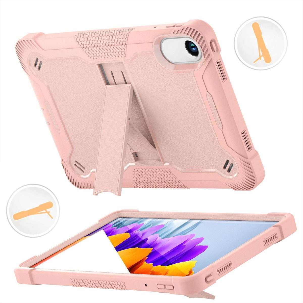 For Xiaomi Redmi Pad 2 Shockproof Silicone Hybrid PC Tablet Case with Holder(Rose Gold)