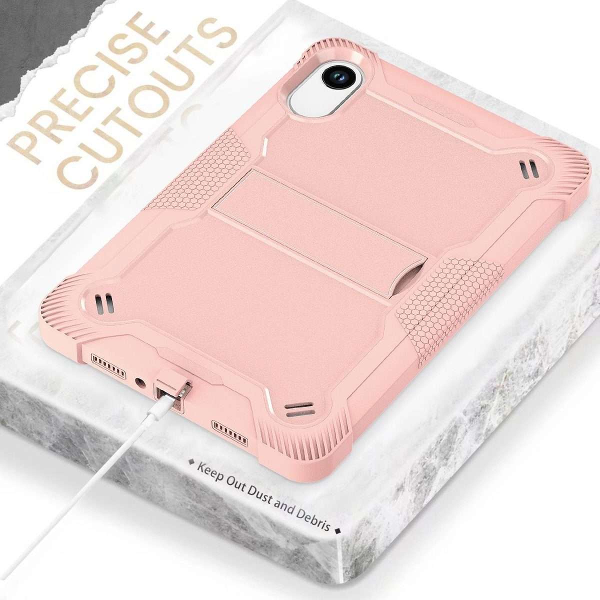 For Xiaomi Redmi Pad 2 Shockproof Silicone Hybrid PC Tablet Case with Holder(Rose Gold)