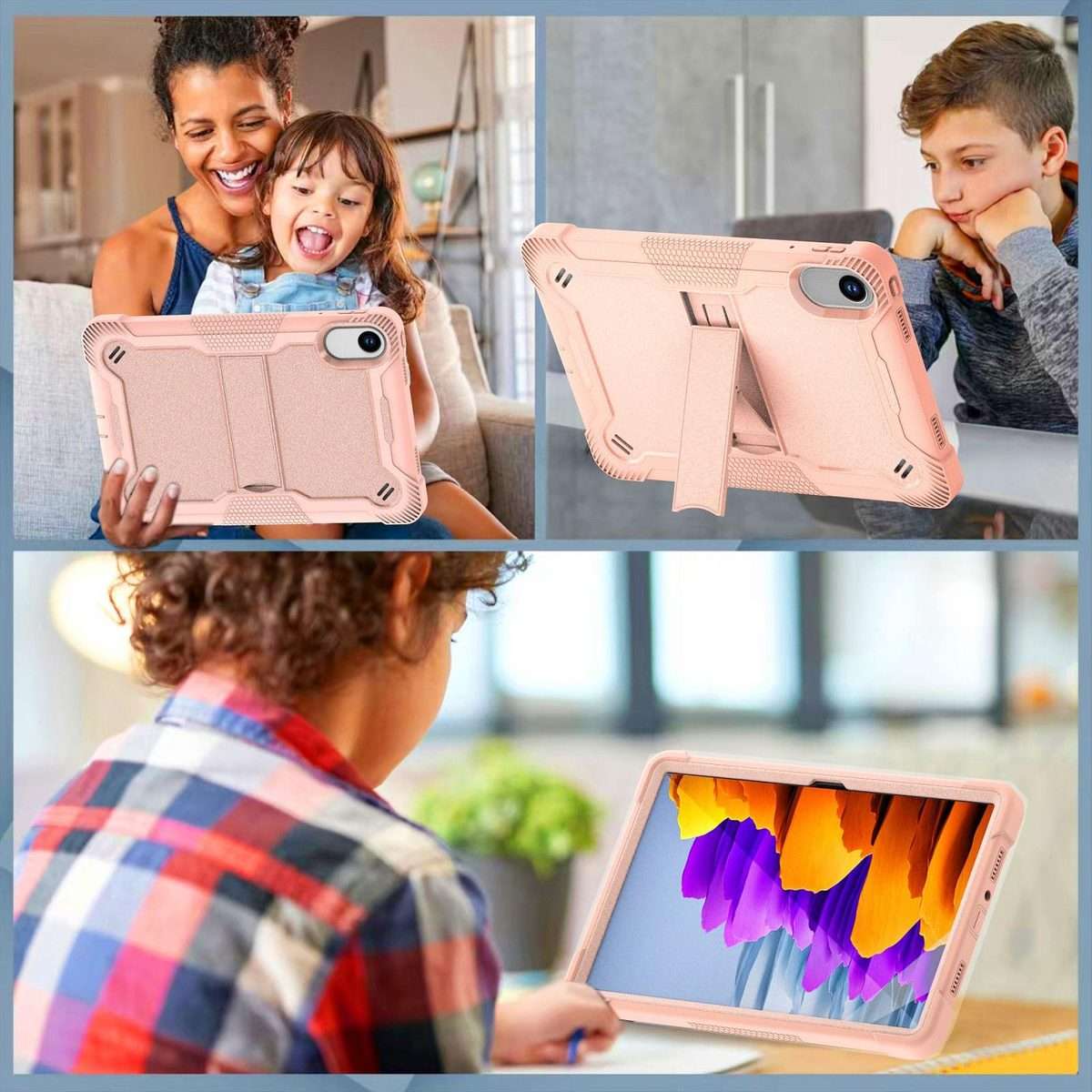 For Xiaomi Redmi Pad 2 Shockproof Silicone Hybrid PC Tablet Case with Holder(Rose Gold)