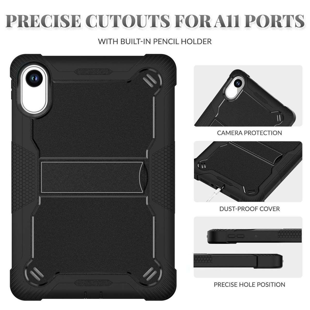 For Xiaomi Redmi Pad 2 Shockproof Silicone Hybrid PC Tablet Case with Holder(Black)