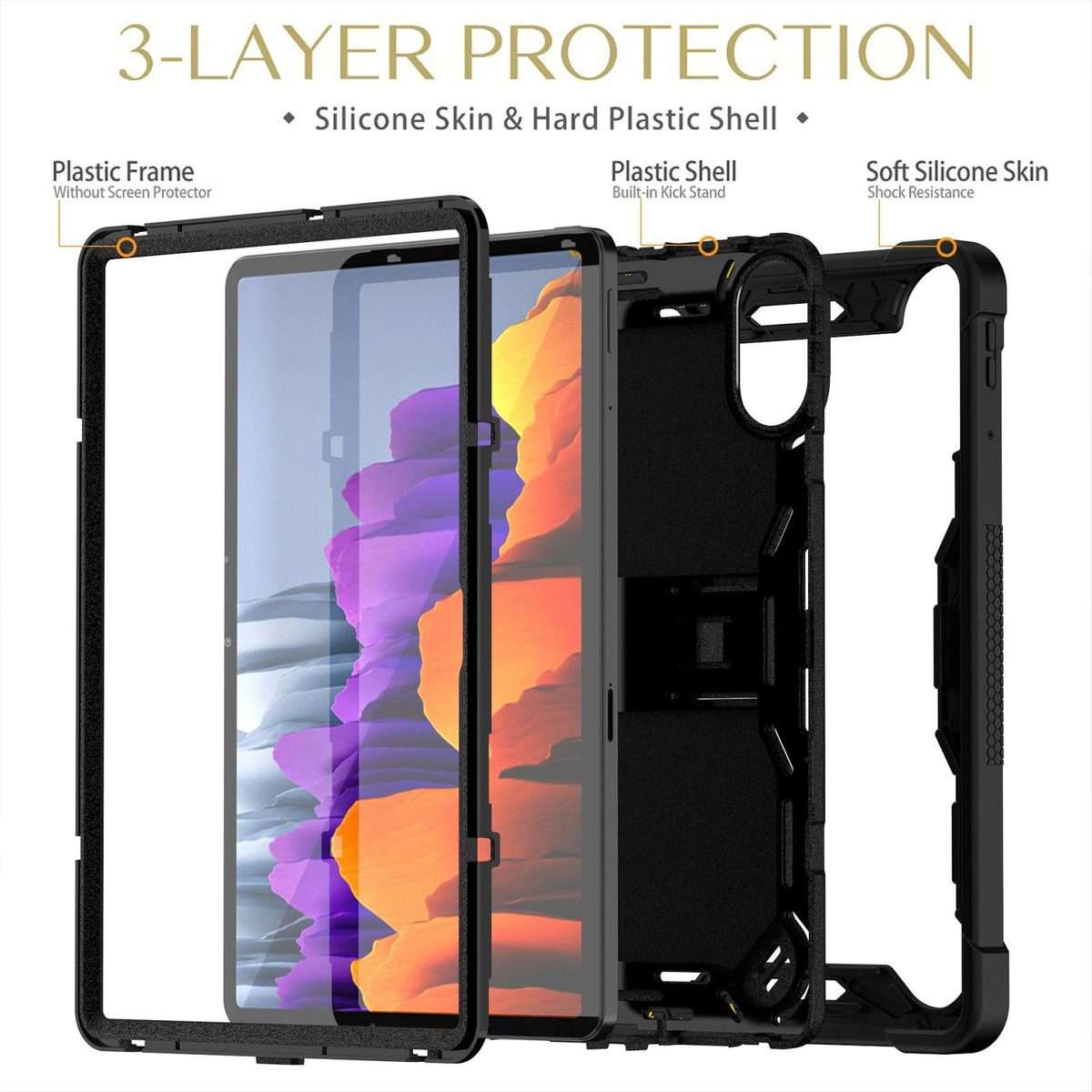 For Xiaomi Redmi Pad 2 Shockproof Silicone Hybrid PC Tablet Case with Holder(Black)