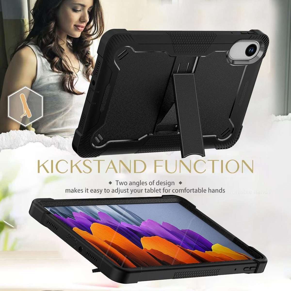For Xiaomi Redmi Pad 2 Shockproof Silicone Hybrid PC Tablet Case with Holder(Black)