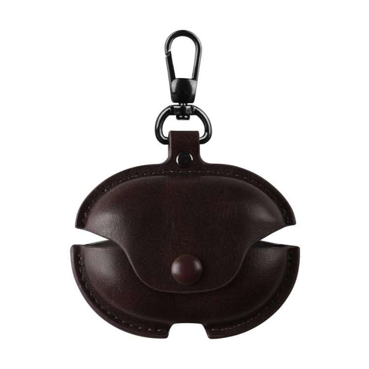 For Huawei FreeBuds Pro 5 / 4 / 3 Business Leather Earphone Protective Case with Hook(Dark Brown)