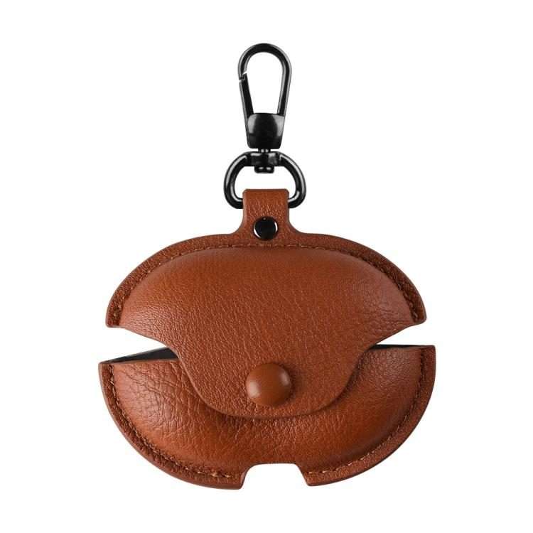 For Huawei FreeBuds Pro 5 / 4 / 3 Business Leather Earphone Protective Case with Hook(Light Brown)