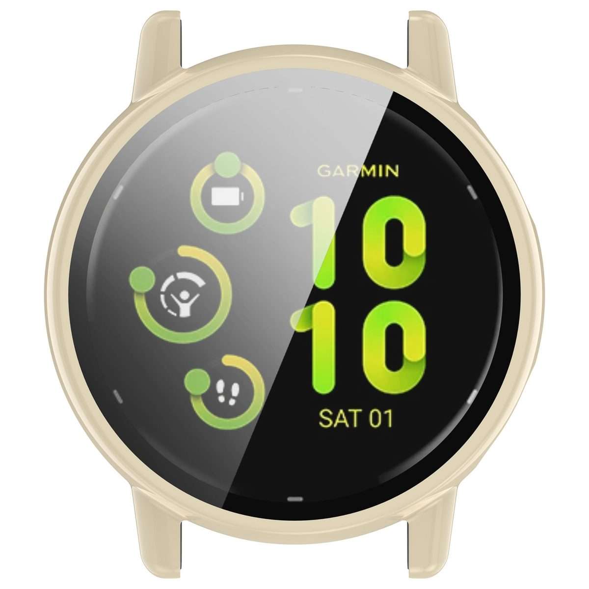 For Garmin vivoactive 5 / Active 5 PC + Tempered Film Integrated Watch Protective Case(Ivory)