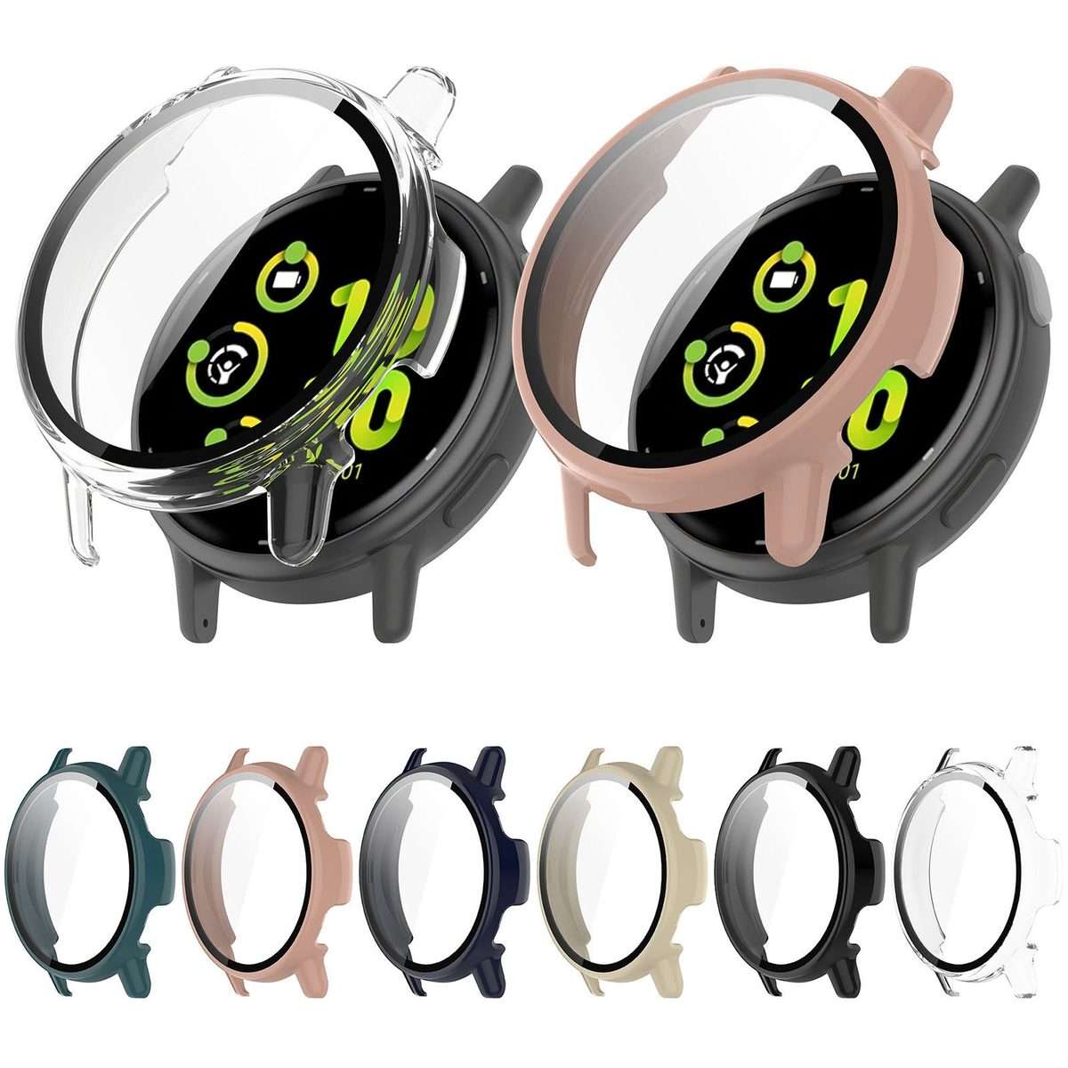 For Garmin vivoactive 5 / Active 5 PC + Tempered Film Integrated Watch Protective Case(Pink)