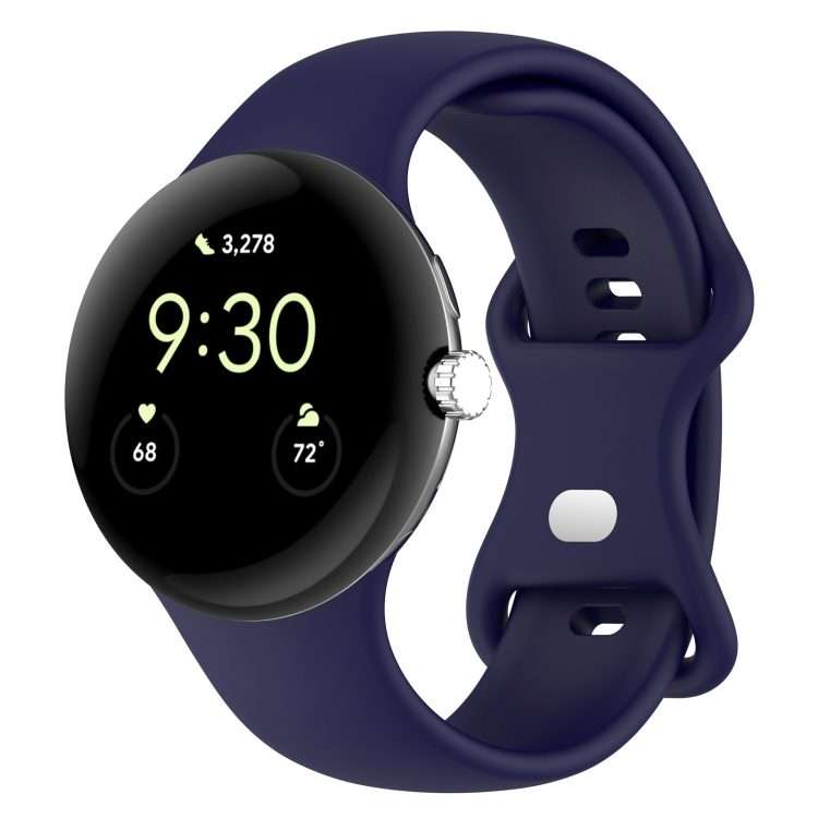 For Google Pixel Watch 4 / 3 / 2 / 1 41mm Solid Color Silicone Watch Band, Size:S Size(Blue)