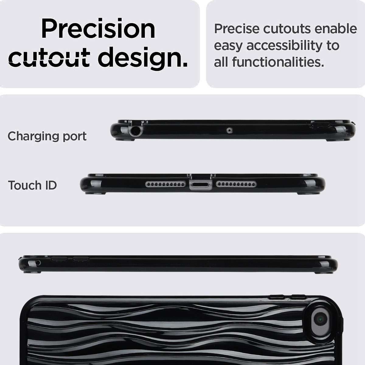 For iPad mini 5 / 4 / 3 / 2 / 1 Jelly Color Water Ripple TPU Tablet Case(Black)