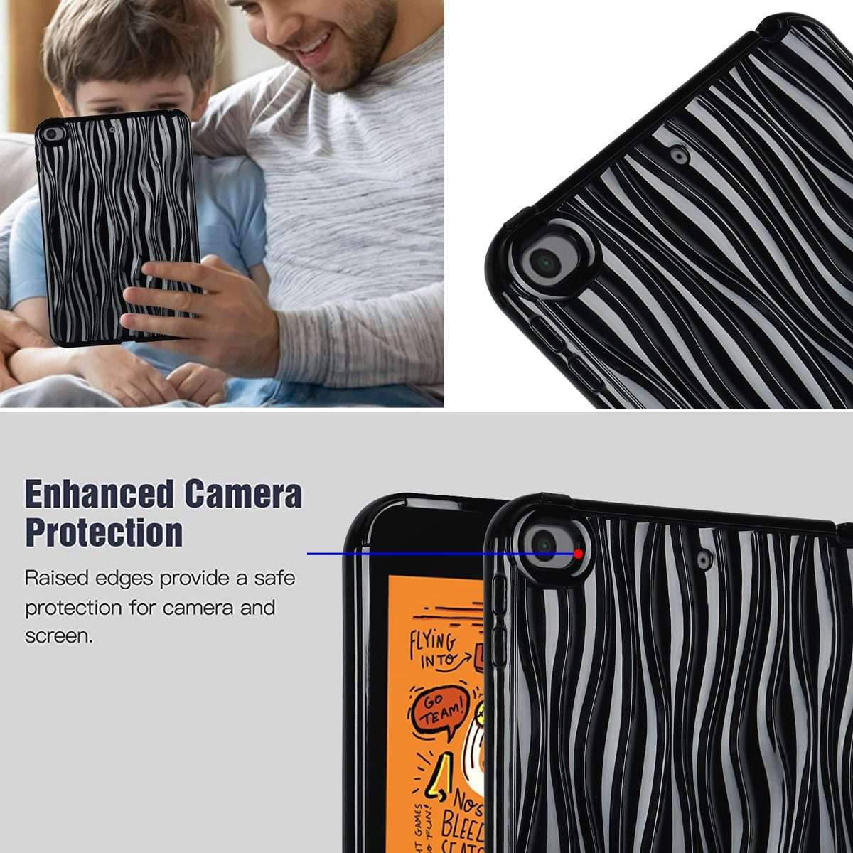 For iPad mini 5 / 4 / 3 / 2 / 1 Jelly Color Water Ripple TPU Tablet Case(Black)