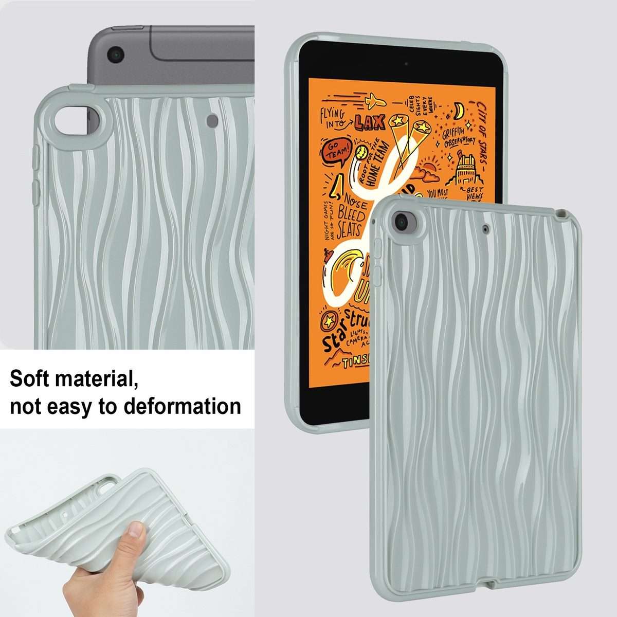 For iPad mini 5 / 4 / 3 / 2 / 1 Jelly Color Water Ripple TPU Tablet Case(Grey)