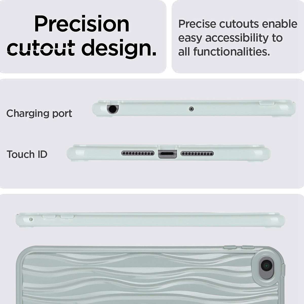 For iPad mini 5 / 4 / 3 / 2 / 1 Jelly Color Water Ripple TPU Tablet Case(Grey)