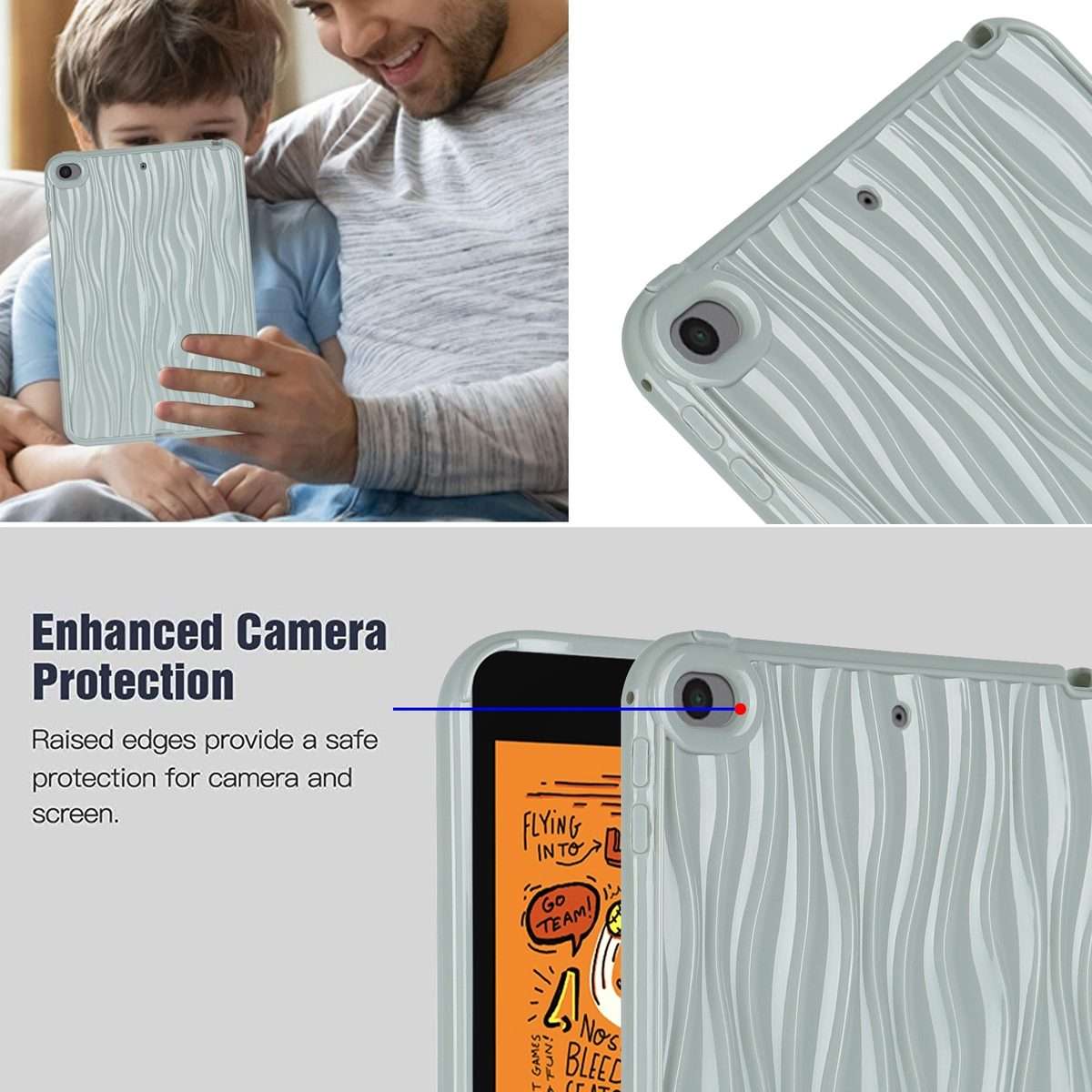 For iPad mini 5 / 4 / 3 / 2 / 1 Jelly Color Water Ripple TPU Tablet Case(Grey)