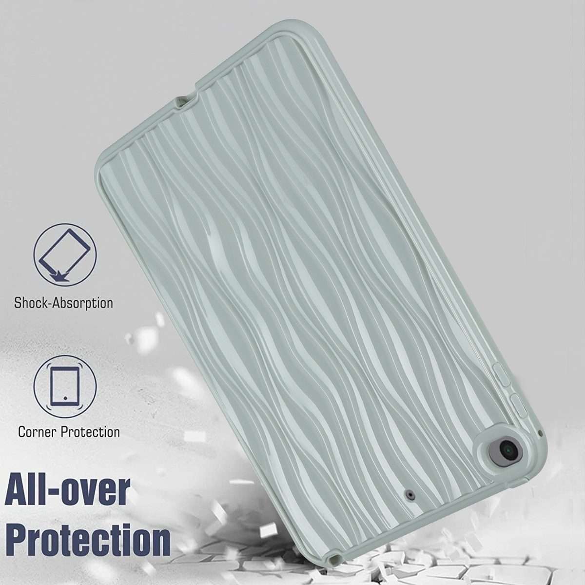 For iPad mini 5 / 4 / 3 / 2 / 1 Jelly Color Water Ripple TPU Tablet Case(Grey)