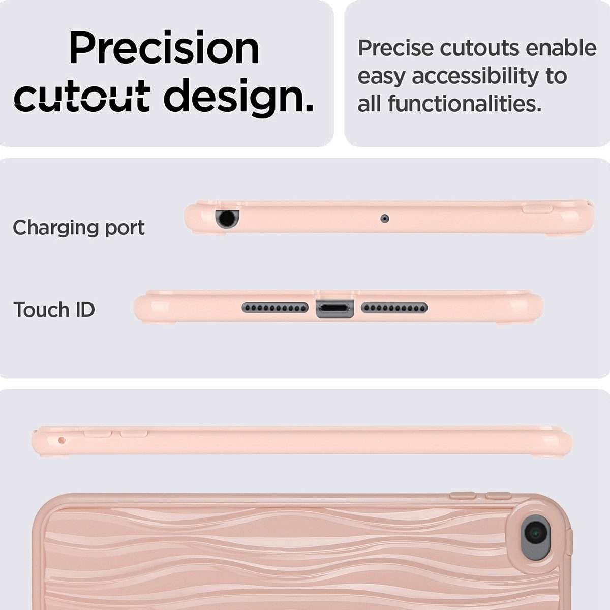 For iPad mini 5 / 4 / 3 / 2 / 1 Jelly Color Water Ripple TPU Tablet Case(Pink)