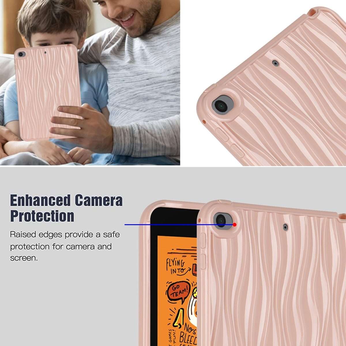 For iPad mini 5 / 4 / 3 / 2 / 1 Jelly Color Water Ripple TPU Tablet Case(Pink)