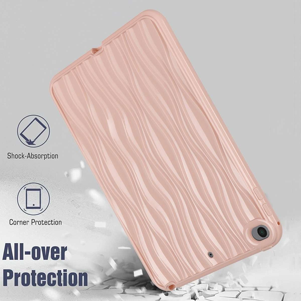 For iPad mini 5 / 4 / 3 / 2 / 1 Jelly Color Water Ripple TPU Tablet Case(Pink)
