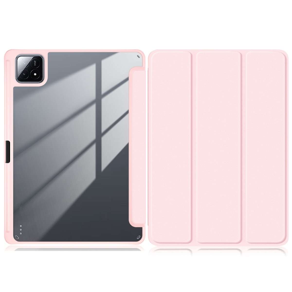 For Xiaomi Pad 6S Pro 12.4 Acrylic 3-Fold Solid Color Smart Leather Tablet Case(Pink)