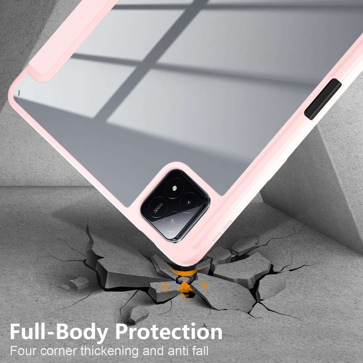 For Xiaomi Pad 6S Pro 12.4 Acrylic 3-Fold Solid Color Smart Leather Tablet Case(Pink)