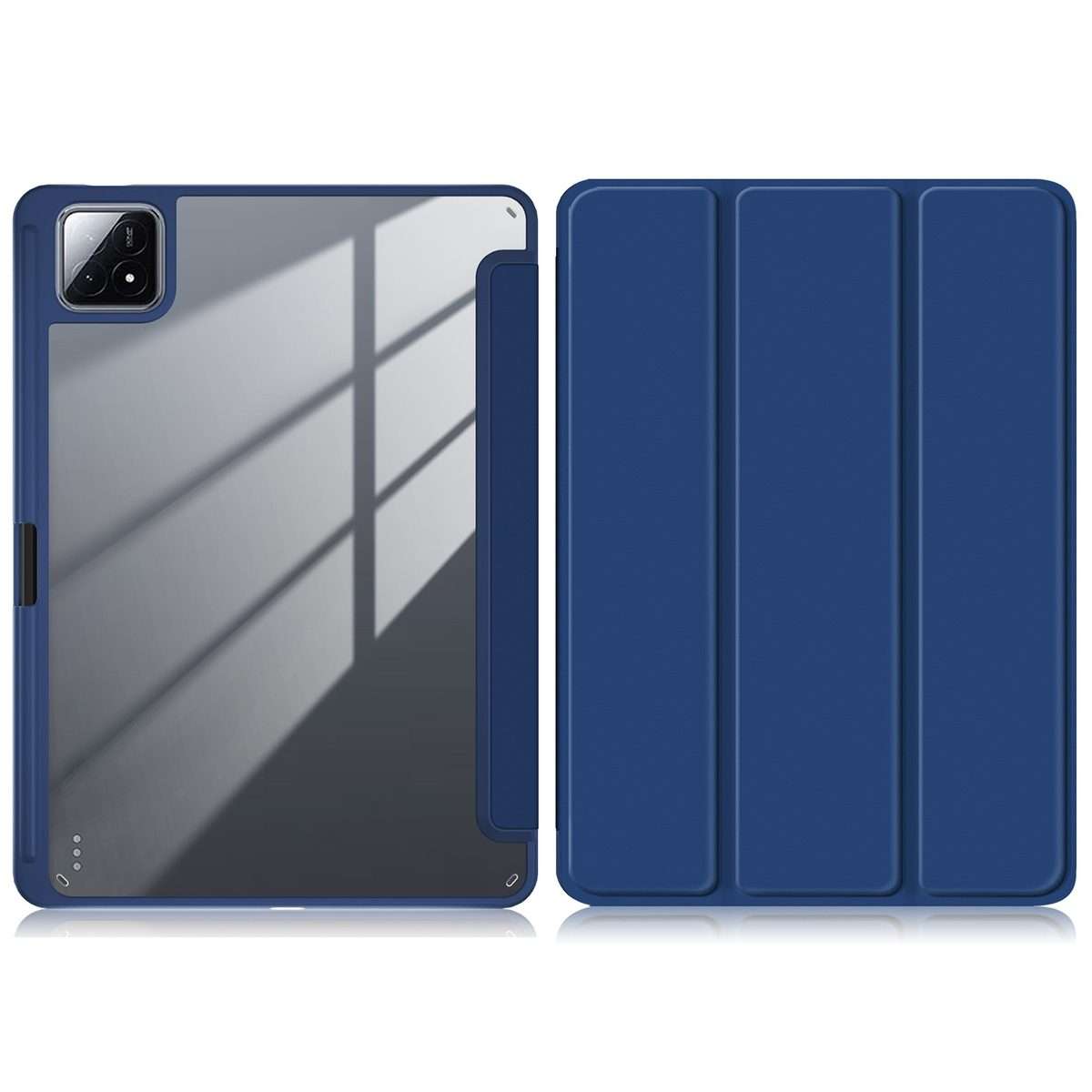 For Xiaomi Pad 6S Pro 12.4 Acrylic 3-Fold Solid Color Smart Leather Tablet Case(Dark Blue)