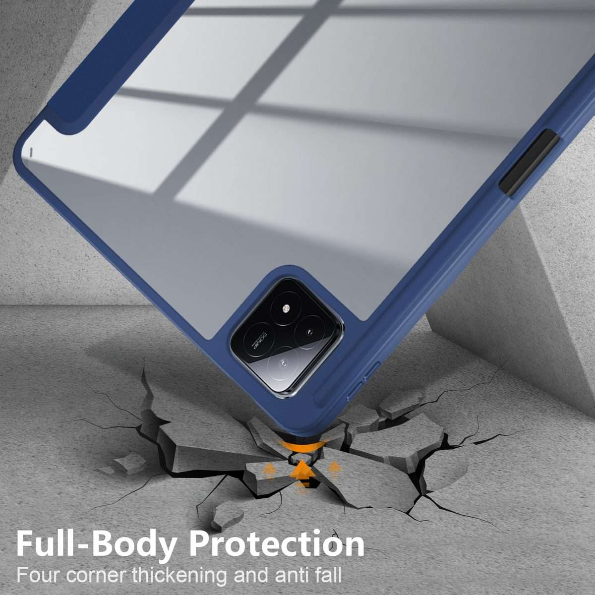 For Xiaomi Pad 6S Pro 12.4 Acrylic 3-Fold Solid Color Smart Leather Tablet Case(Dark Blue)