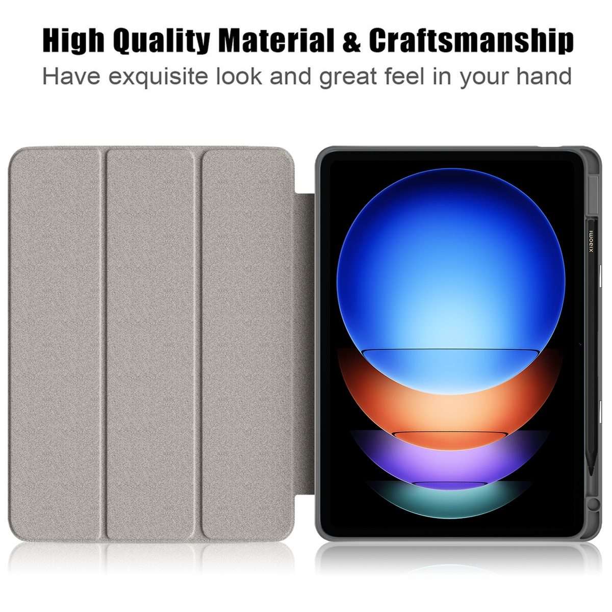 For Xiaomi Pad 6S Pro 12.4 Acrylic 3-Fold Solid Color Smart Leather Tablet Case(Grey)