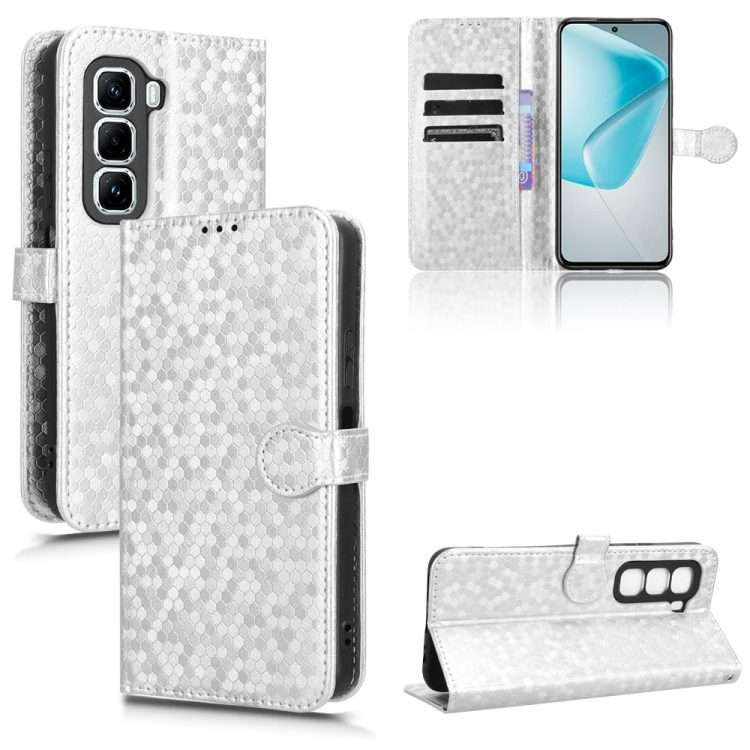 For Infinix Hot 50 Pro+ 4G Honeycomb Dot Texture Leather Phone Case(Silver)