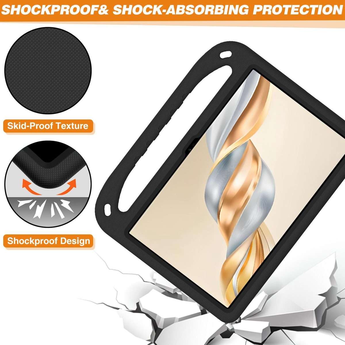 For Honor Pad X9a / X9 Pro 2025 Handle EVA Shockproof Tablet Case with Holder(Black)