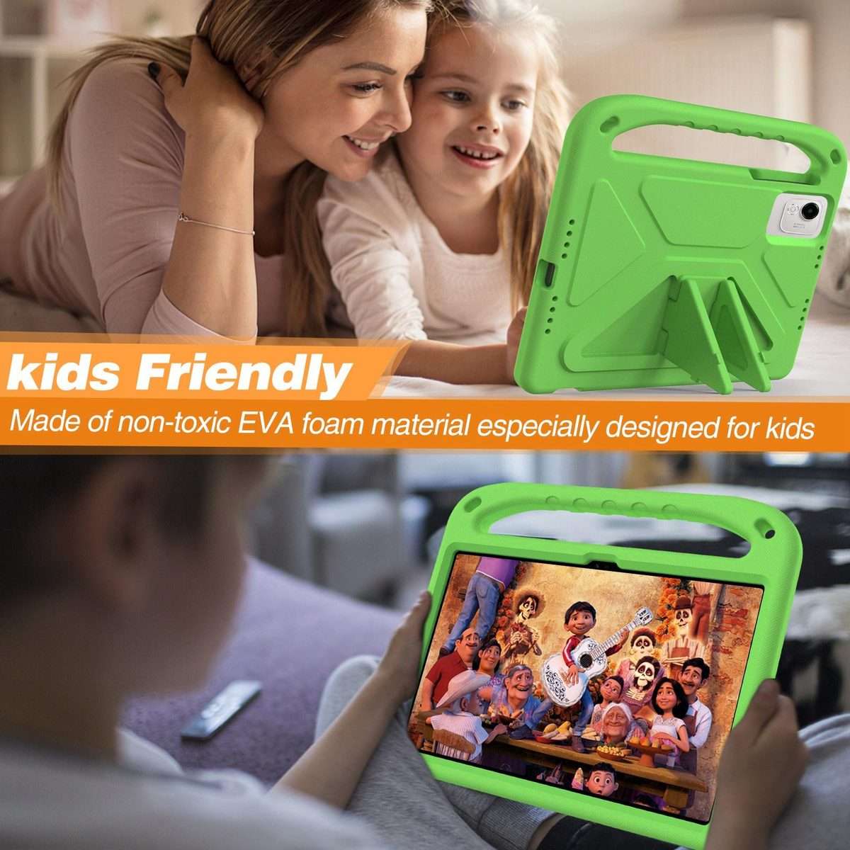 For Honor Pad X9a / X9 Pro 2025 Handle EVA Shockproof Tablet Case with Holder(Green)