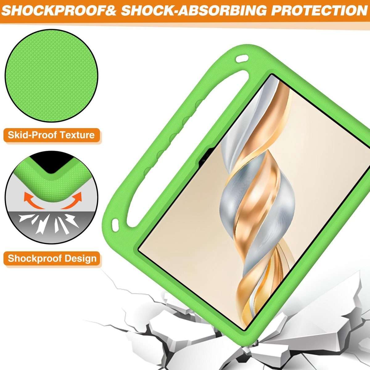 For Honor Pad X9a / X9 Pro 2025 Handle EVA Shockproof Tablet Case with Holder(Green)