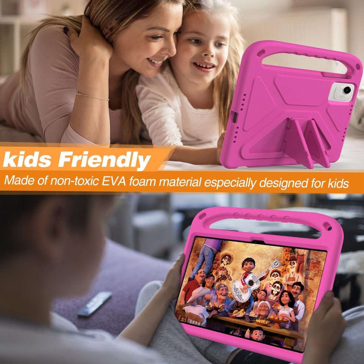 For Honor Pad X9a / X9 Pro 2025 Handle EVA Shockproof Tablet Case with Holder(Rose Red)