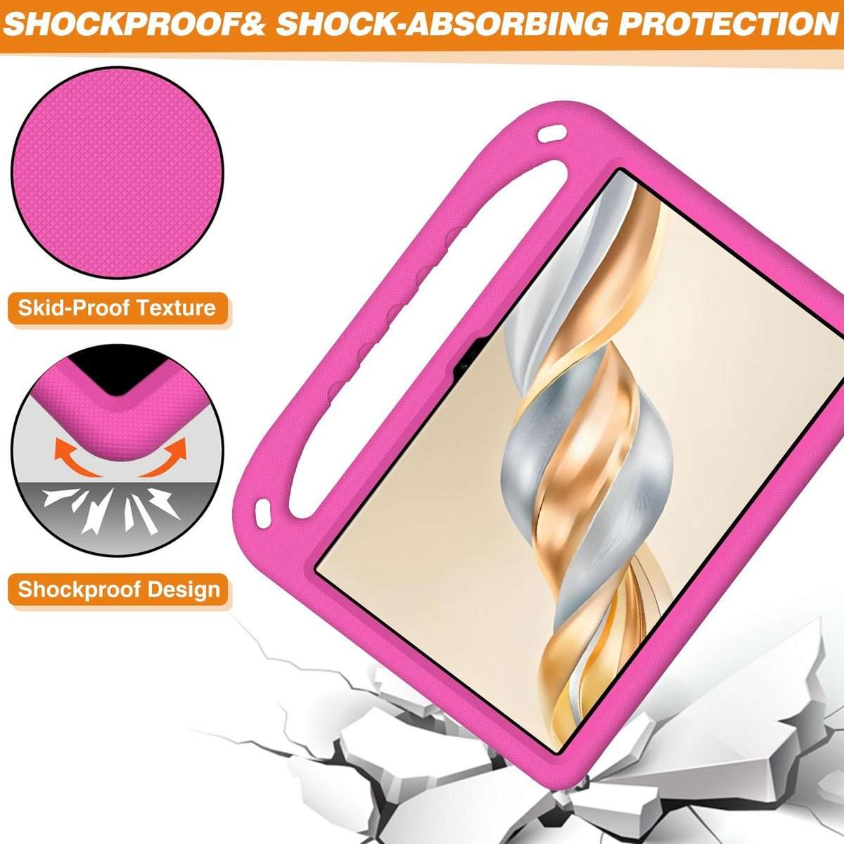For Honor Pad X9a / X9 Pro 2025 Handle EVA Shockproof Tablet Case with Holder(Rose Red)