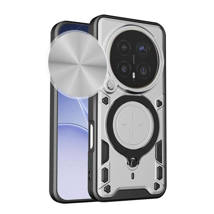 For Honor Magic8 Pro 5G CD Texture Sliding Camshield Magnetic Holder Phone Case(Silver)