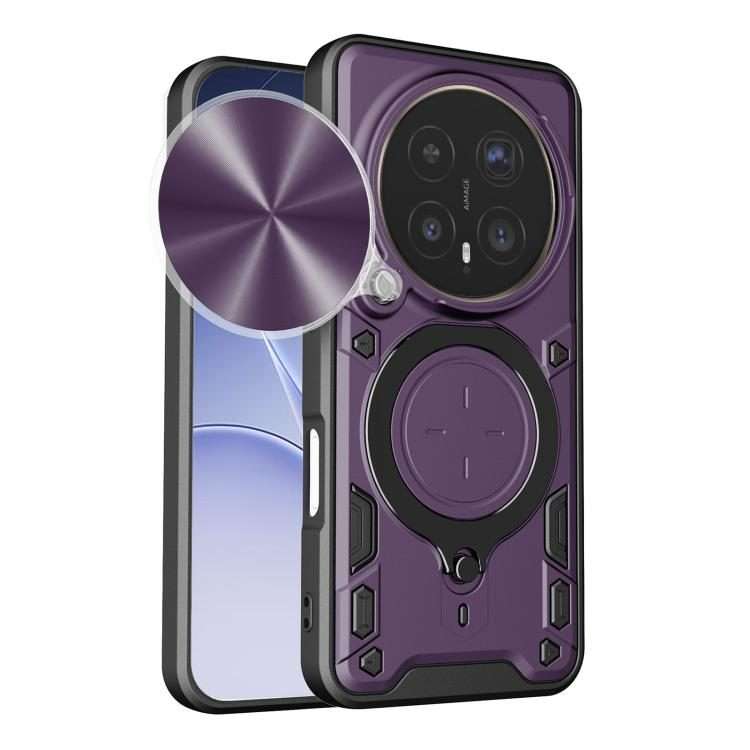 For Honor Magic8 Pro 5G CD Texture Sliding Camshield Magnetic Holder Phone Case(Purple)