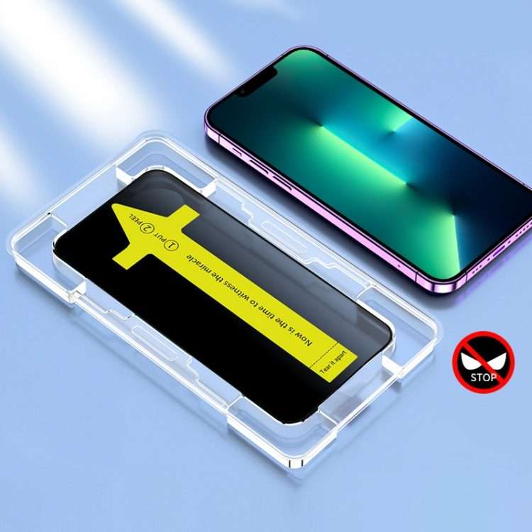 For iPhone 13 Pro Max / 14 Plus Anti-peeping Fast Attach Dust-proof Anti-static Tempered Glass Fil