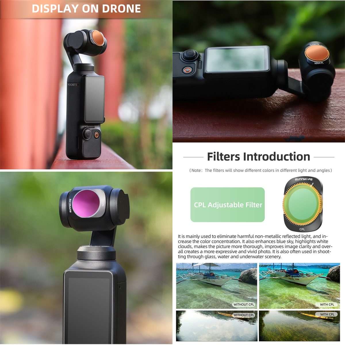 For DJI OSMO Pocket 3 Sunnylife Camera Lens Magnetic Metal Filter, Filter:ND32PL