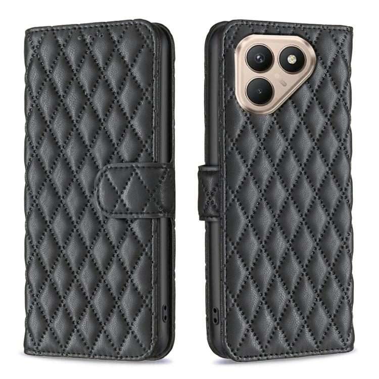 For Tecno Pova 7 Pro 5G Diamond Lattice Wallet Flip Leather Phone Case(Black)
