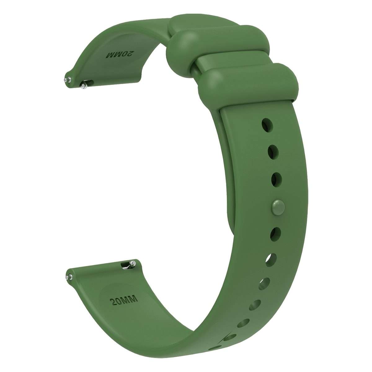 20mm Universal Solid Color Reverse Buckle Silicone Watch Band(Green)