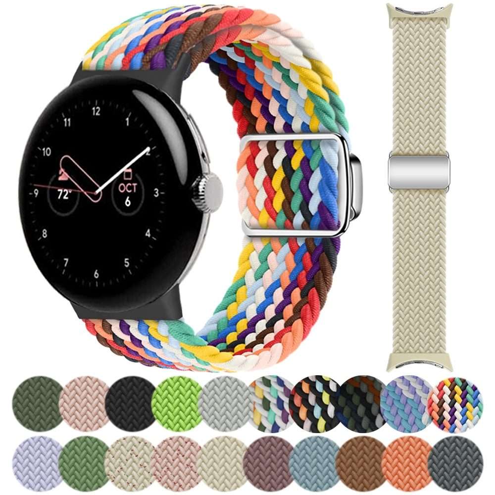 For Google Pixel Watch 4 / 3 / 2 / 1 41mm Nylon Loop Magnetic Buckle Watch Band(Space Grey)